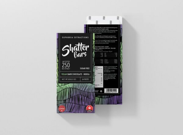 Euphoria Extractions – Shatter Bars – Vegan Dark Chocolate (Sugar Free) – Indica – 250mg THC | OG Extracts Canada