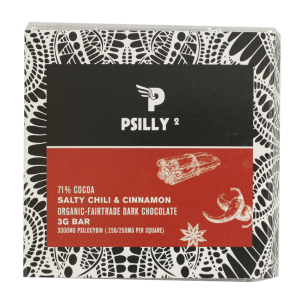 Psilly – Dark Chocolate Bar – Salty Chili & Cinnamon | OG Extracts Canada